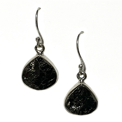 Sterling Silver Drop Earrings- Shungite