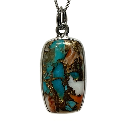 Sterling Silver Pendant- Spiny Oyster & Turquoise