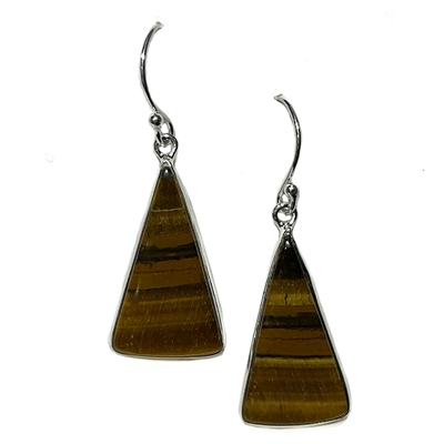 Sterling Silver Drop Earrings- Tiger Eye