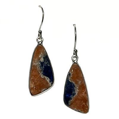 Sterling  Silver Drop Earrings- Orange Sodalite