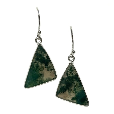 Sterling Silver Drop Earring- Moss Agate