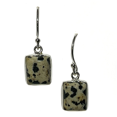 Sterling Silver Drop Earrings- Dalmation Jasper