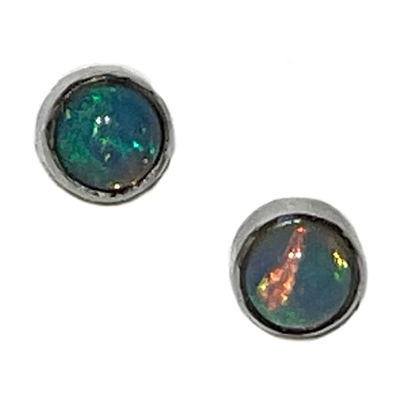 Sterling Silver Post Earrings- Ethiopian Opal