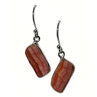 Sterling Silver Drop Earrings- Rhodochrosite
