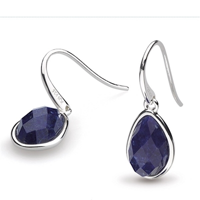 Sterling Silver "Pebble Drop" With Lapis Earrings