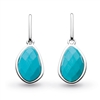 Sterling Silver "Pebble Drop" With Faceted Turquoise Earrings
