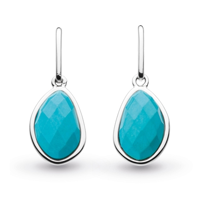 Sterling Silver "Pebble Drop" With Faceted Turquoise Earrings