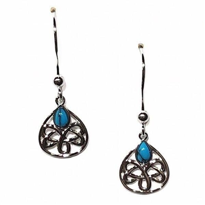 Sterling Silver Celtic Drop Earrings with Turquoise