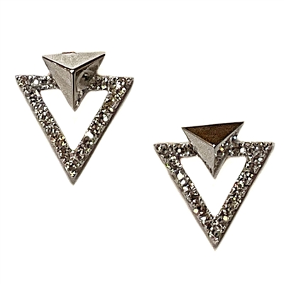 White Gold Diamond Triangle Post Earrings