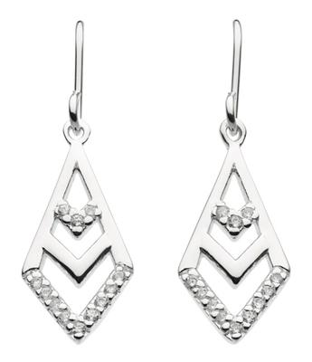 Sterling Silver Drop Earrings- Arrow with Cubic Zirconia