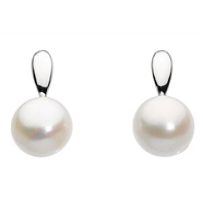 Sterling Silver Post Dangle Earrings- Simple Freshwater Pearl
