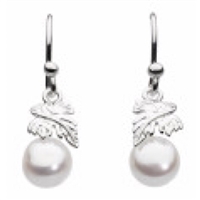 Sterling Silver â€œLeaf Wrapâ€ Freshwater Pearl Dangle Earrings