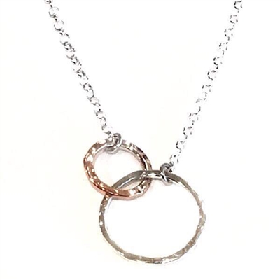 Sterling Silver & Copper Double Ring Necklace