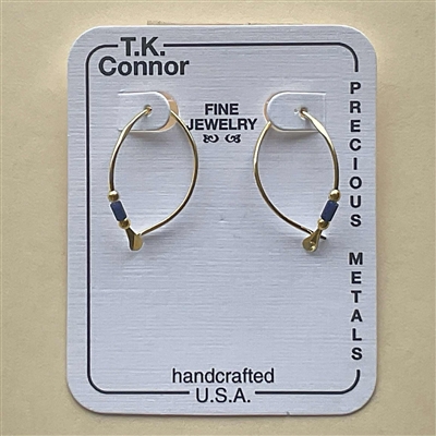 T.K. Connorâ€™sâ€œSmall Wishboneâ€ Earrings- Gold Filled-Lapis Bead