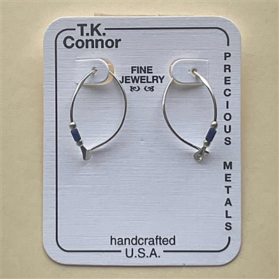 T.K. Connorâ€™sâ€œSmall Wishboneâ€ Earrings- Sterling Silver-Lapis Bead