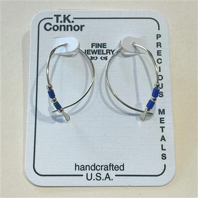 T.K. Connorâ€™sâ€œMedium Wishboneâ€ Earrings- Sterling Silver-Lapis Bead
