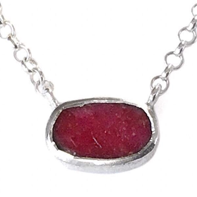 Sterling Silver Necklace- Rough Cut Ruby