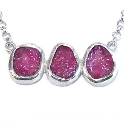 Sterling Silver Necklace- Rough Cut Ruby