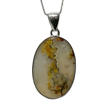 Sterling Silver Pendant- Plume Agate