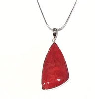 Sterling Silver Pendant- Red Coral