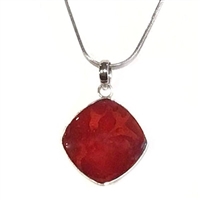 Sterling Silver Pendant- Red Coral