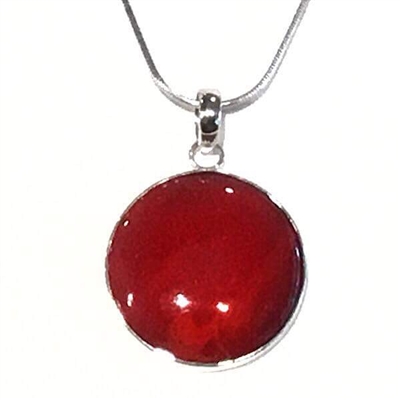 Sterling Silver Pendant- Red Coral