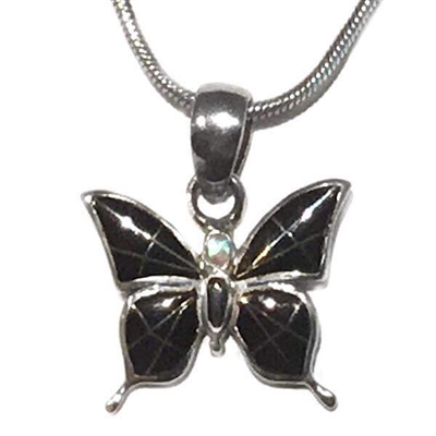 Sterling Silver Butterfly Pendant- Black Onyx