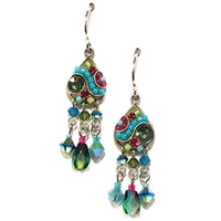 Firefly Earrings-Teardrop Mosaic with Dangles-Teal