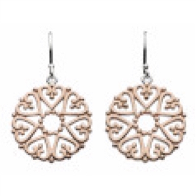 Sterling Silver & Rose Gold Filled Circle Dangle Earrings