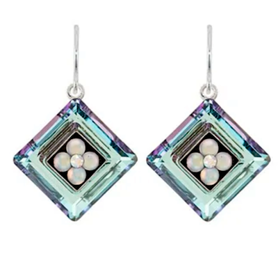 Firefly Earrings- La Dolce Vita Crystal Diagonal Earrings-Snow