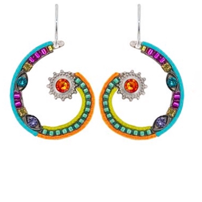 Firefly Earrings-Multi Color Spiral Sunburst