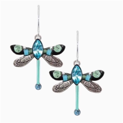 Firefly Earrings-Petite Dragonfly-Aquamarine