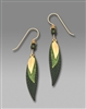 Adajio Earrings - 3 Part Slender Green Leaves