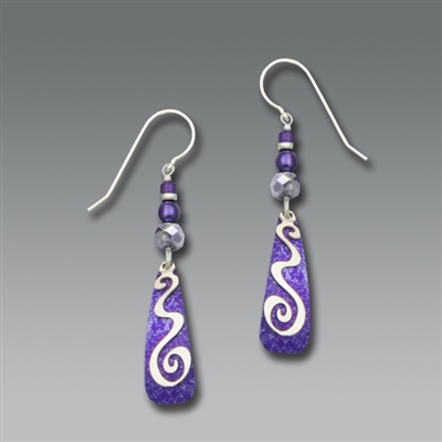 Adajio Earrings -Purple Silver-Tone with Squiggle Overlay