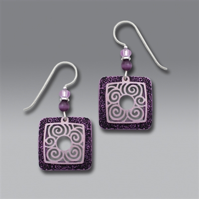 Adajio Earrings - Etched Amethyst Frame with Pale Lavender Filigree Overlay