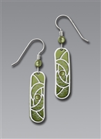 Adajio Earrings-Green with Silver Tone Overlay Column