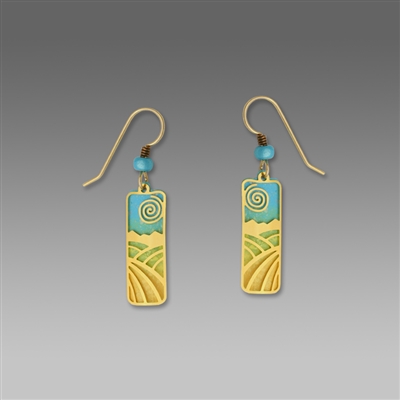 Adajio Earrings - Sky Blue & Gold Column with Gold Plated Fields Overlay