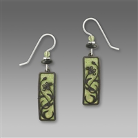 Adajio Earrings- Green with Floral Overlay