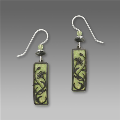 Adajio Earrings- Green with Floral Overlay