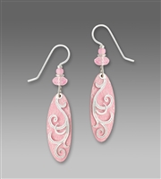 Adajio Earrings - Delicate Pink Oval Drop with Ribbons Overlay