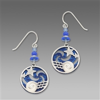 Adajio Earrings - Ocean Blue Pinwheel with Stars Over Water Overlay