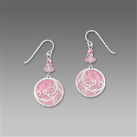 Adajio Earrings - Baby Pink Disc with Tendrils Overlay & Beads