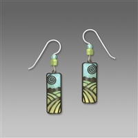 Adajio Earrings - Light Blue & Green Column with Hematite Landscape Overlay