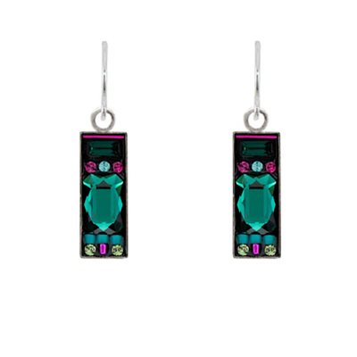 Firefly Earrings-La Dolce Vita Crystal Rectangle- Emerald Green