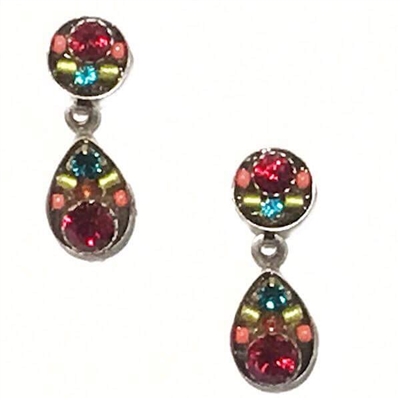 Firefly Earrings-Sparkling Drop Posts-Deep Red