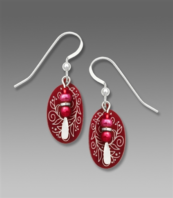 Adajio Earrings - Cranberries & Vines Etched Oval with Bead Drop