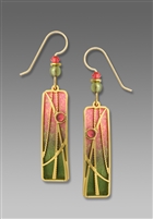 Adajio Earrings - Olive & Sunset Pink Column with 'Reeds' Overlay