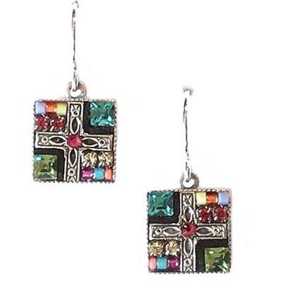 Firefly Earrings-Geometric Small Square-Multi Color