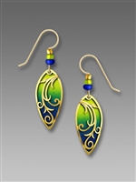 Adajio Earrings - Chartreuse to Deep Blue OmbrÃ© 'Almond' Drop with Tendrils Overlay & Beads