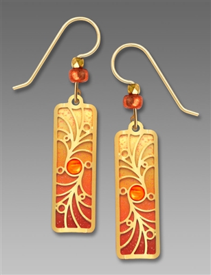 Adajio Earrings - Orange Column with Gold Plated Overlay & Beads